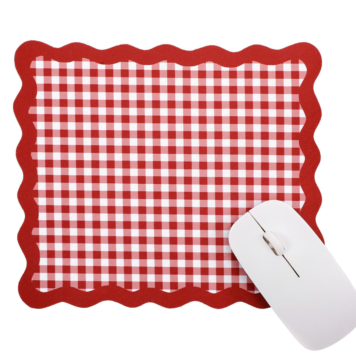 Sabary Brown Scalloped Gingham Mouse Pad 9x7.9 Inch