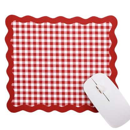 Sabary Brown Scalloped Gingham Mouse Pad 9x7.9 Inch