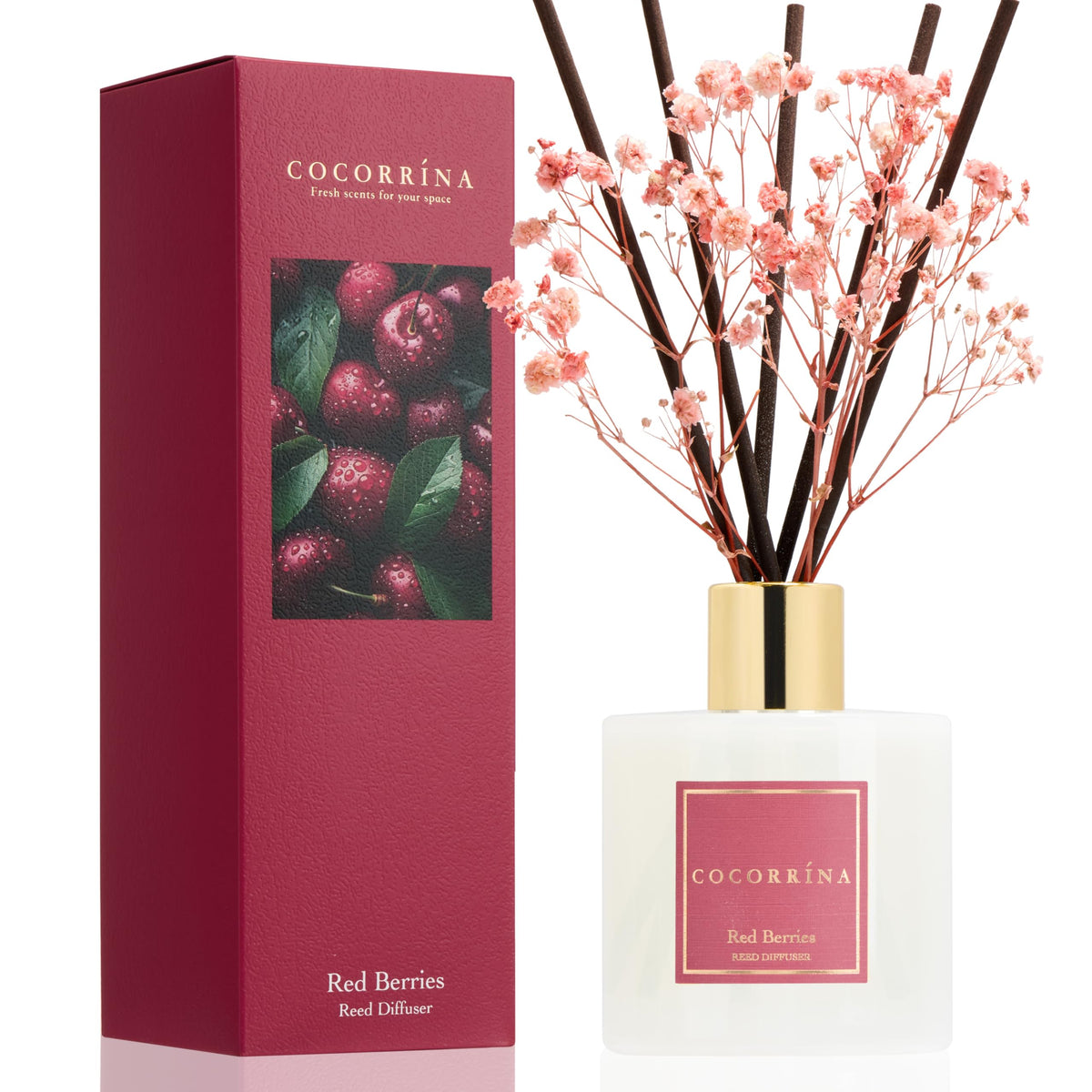 Cocorrína Reed Diffuser Set, Clean Linen 6.7 fl oz Scented Diffuser with Sticks Home Fragrance Reed Diffuser for Bathroom Shelf Décor