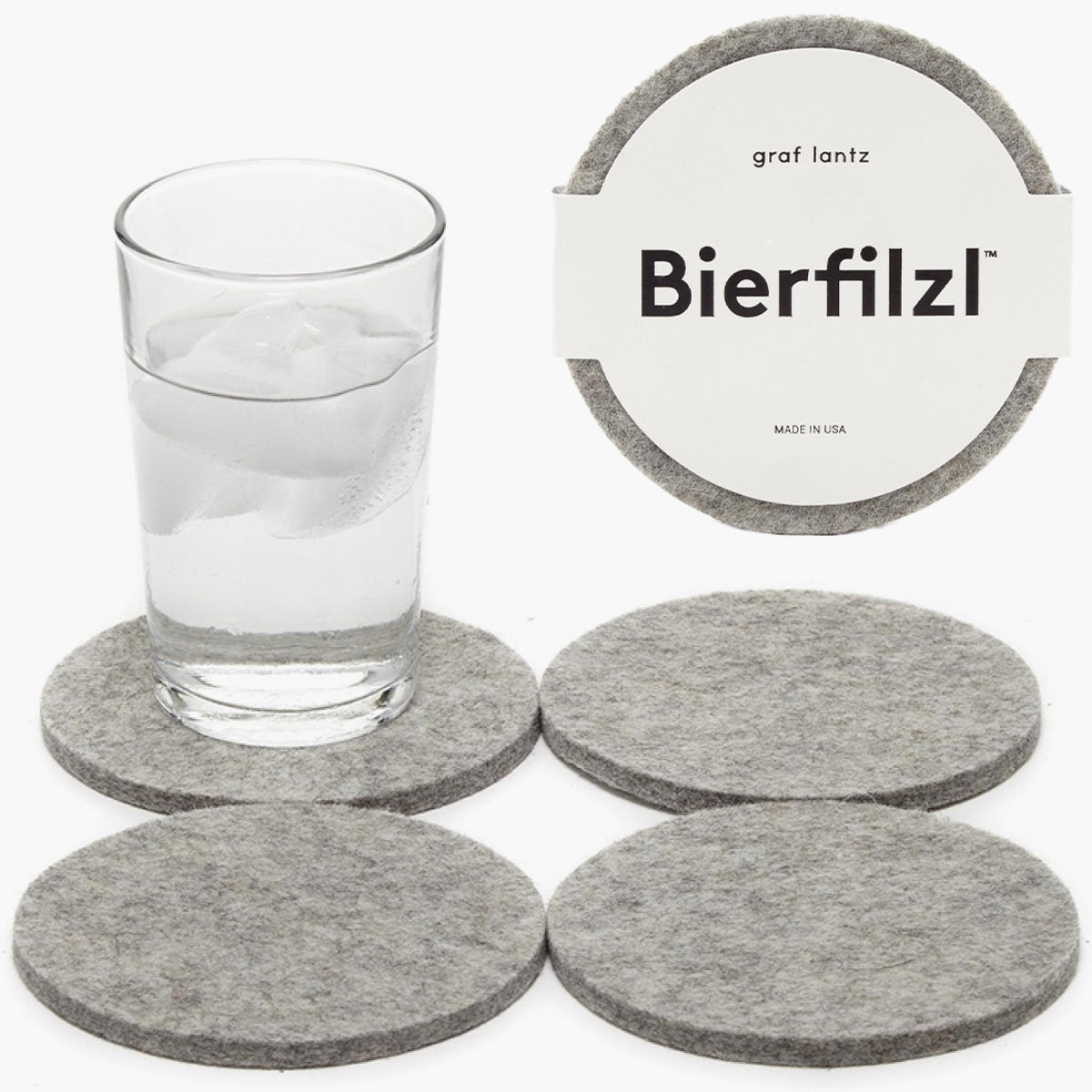Graf Lantz - Bierfilzl Merino Wool Round Coasters Set of 4 - Heather White (4" Circles) - Absorbs 30% of Weight, German Wool - Heat Resistant, Sustainable, & Reusable - Home Decor & Coffee Table Decor