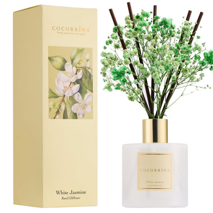 Cocorrína Reed Diffuser Set, Clean Linen 6.7 fl oz Scented Diffuser with Sticks Home Fragrance Reed Diffuser for Bathroom Shelf Décor