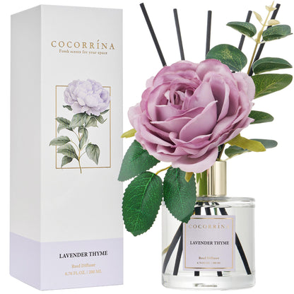 Cocorrína Reed Diffuser Set, Clean Linen 6.7 fl oz Scented Diffuser with Sticks Home Fragrance Reed Diffuser for Bathroom Shelf Décor