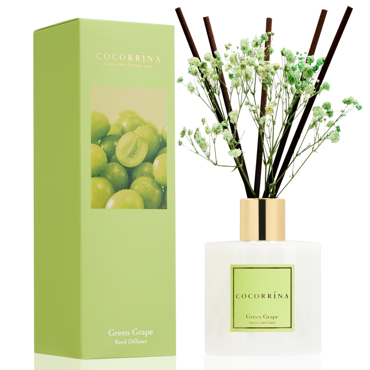 Cocorrína Reed Diffuser Set, Clean Linen 6.7 fl oz Scented Diffuser with Sticks Home Fragrance Reed Diffuser for Bathroom Shelf Décor