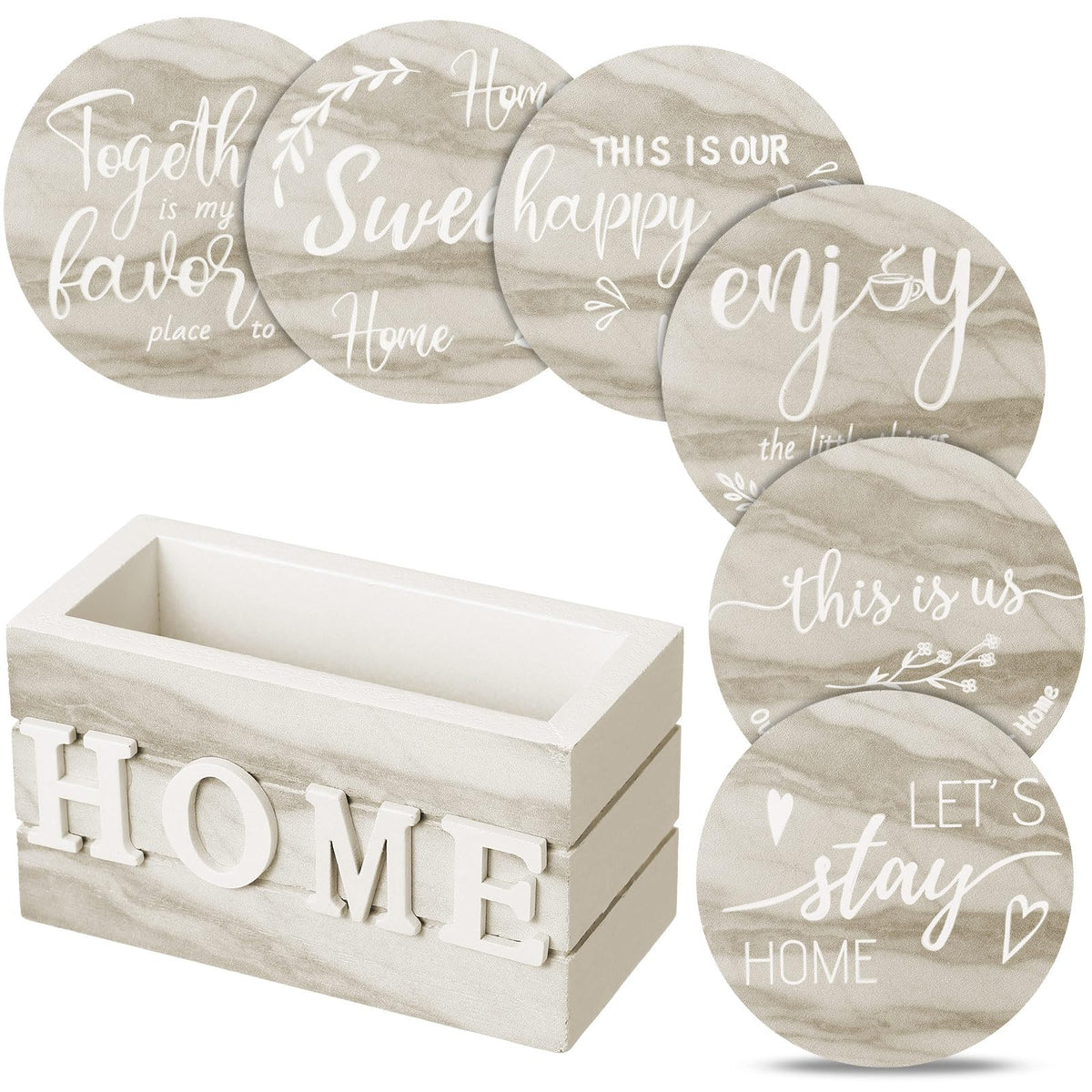 Queekay House Warming Gifts New Home Farmhouse Coasters Set of 6, Mixed