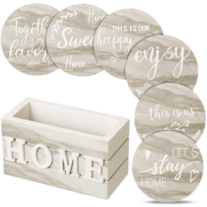 Queekay House Warming Gifts New Home Farmhouse Coasters Set of 6, Mixed