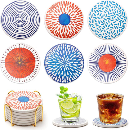 Fun Mid Century Modern Outdoor Coasters Patio Table Boho Cute Coaster Set