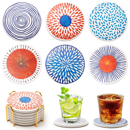 Fun Mid Century Modern Outdoor Coasters Patio Table Boho Cute Coaster Set