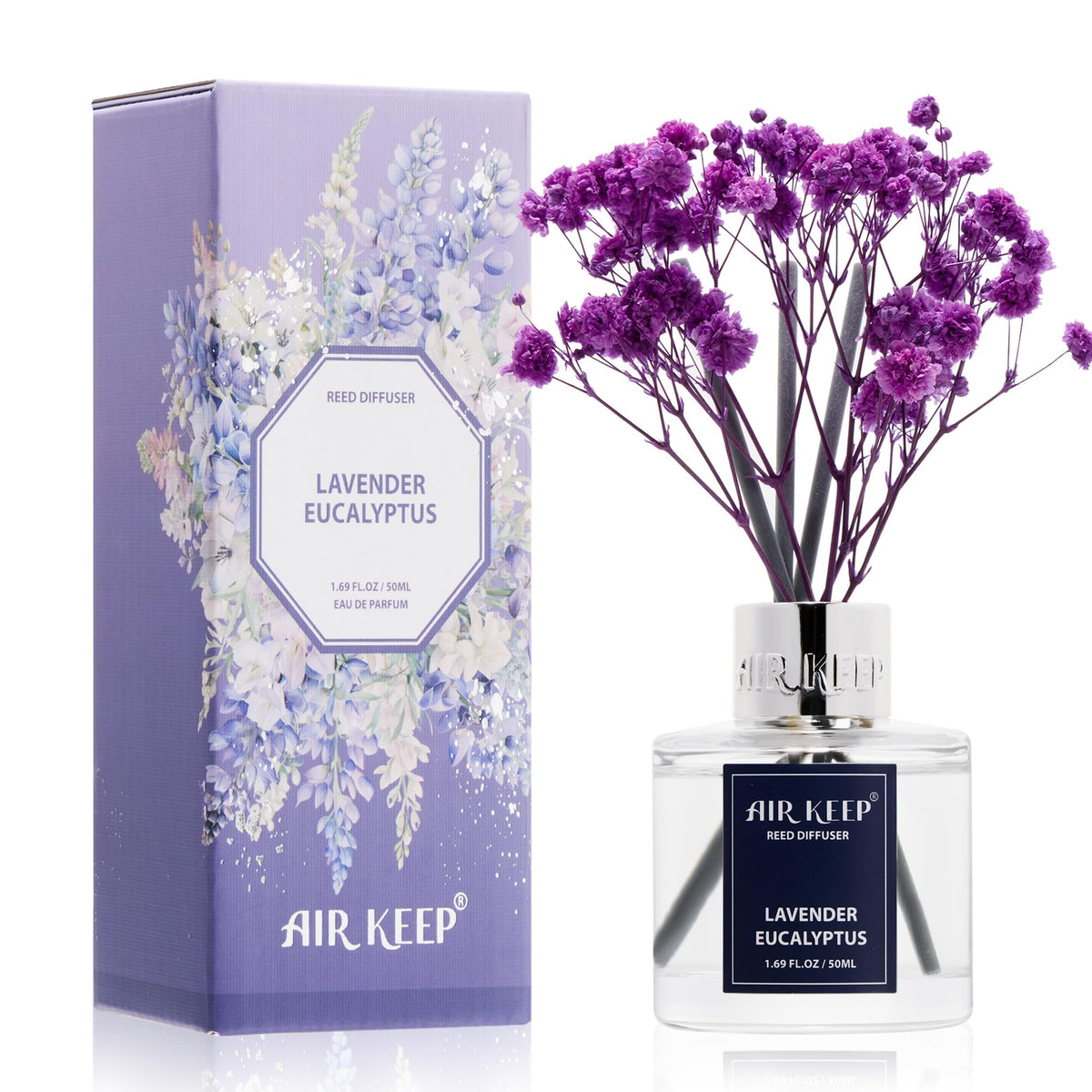 Airkeep Reed Diffuser Set,3.38 fl oz (100 ml) - Clean Linen Oil Diffusers with 8 Reed Sticks,Home Fragrance Reed Diffuser for Bathroom Shelf Decor