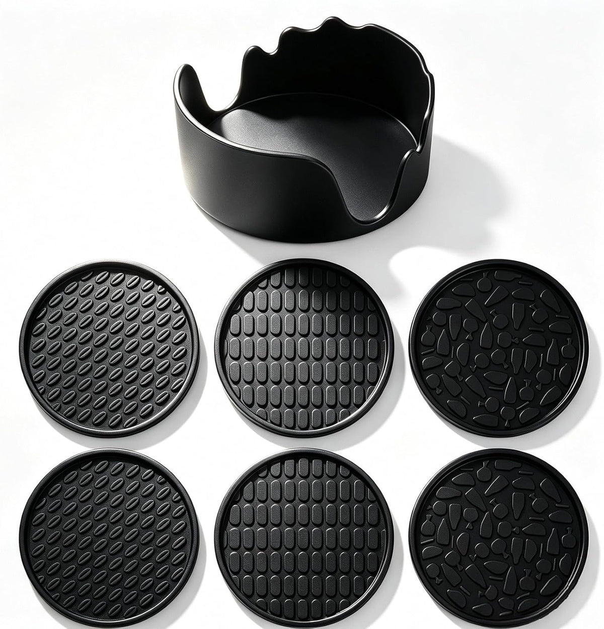 Nightstand Coaster, 6 Pack 3.94 Inch Drink Coasters with Storage Holder