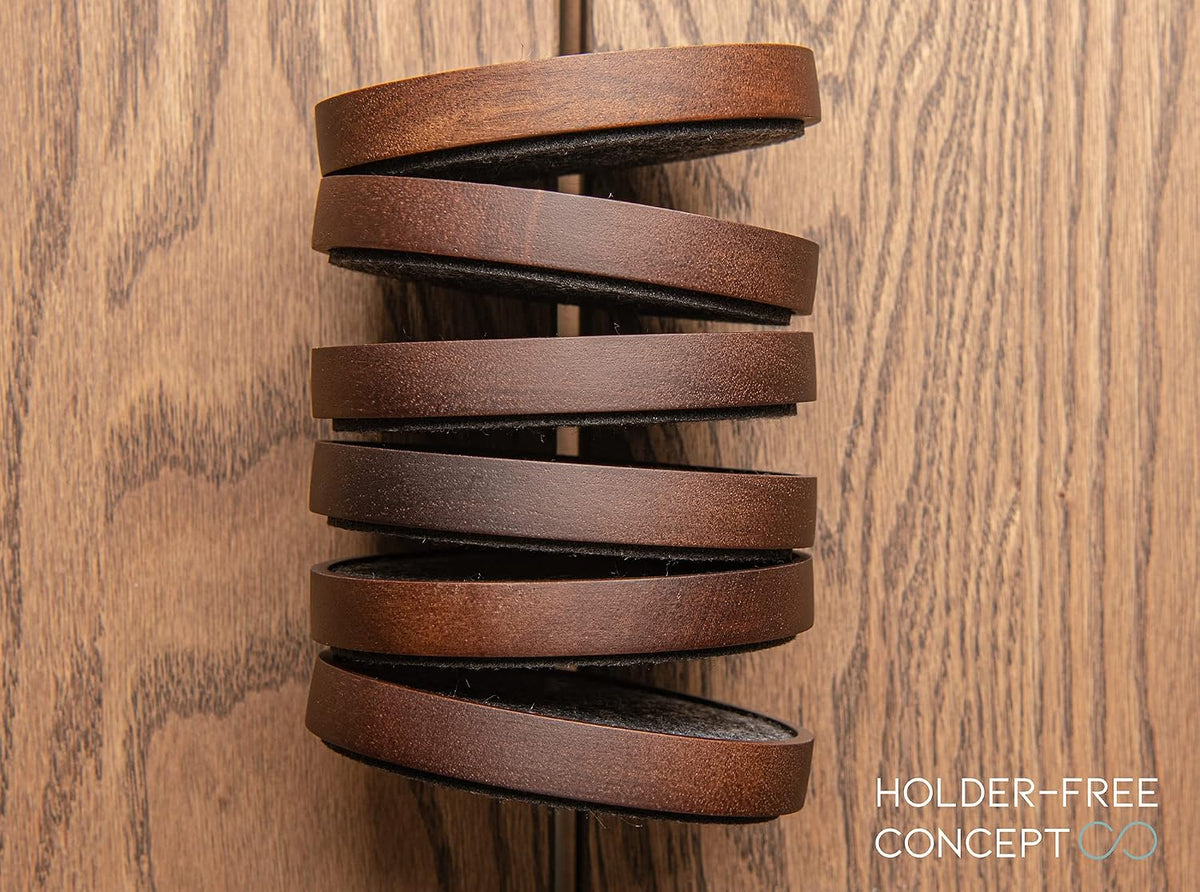 Wood Coaster for Drinks, 4.3 Inch, Set of 6, Absorbent and Insulation Felt Stackable Cup Holders, Coasters for Wooden Table, Designed by S1EGAN