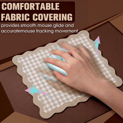 Sabary Brown Scalloped Gingham Mouse Pad 9x7.9 Inch