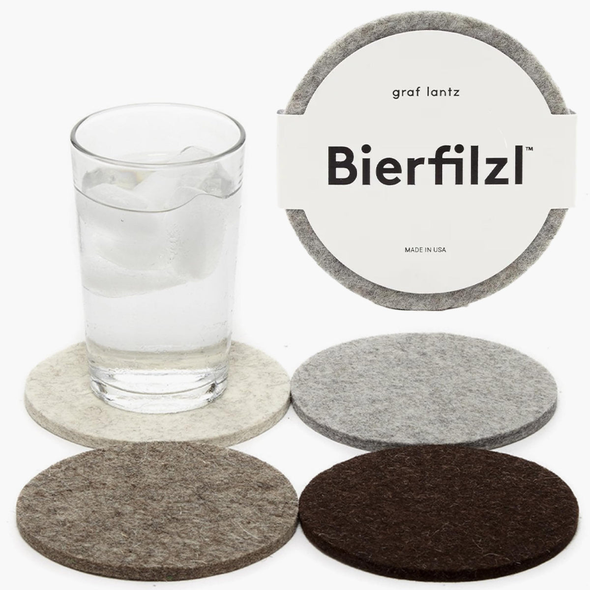Graf Lantz - Bierfilzl Merino Wool Round Coasters Set of 4 - Heather White (4" Circles) - Absorbs 30% of Weight, German Wool - Heat Resistant, Sustainable, & Reusable - Home Decor & Coffee Table Decor