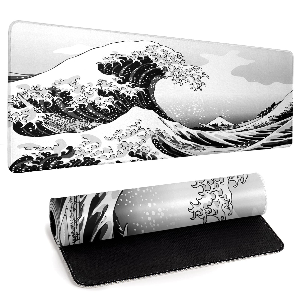 Large Topographic Map Gaming Mouse Pad for Desk Black Desk Pad with Non-Slip Rubber Base Stitched Edge Desk Organizers and Accessories Desk Decor