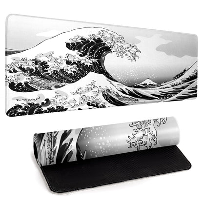 Large Topographic Map Gaming Mouse Pad for Desk Black Desk Pad with Non-Slip Rubber Base Stitched Edge Desk Organizers and Accessories Desk Decor