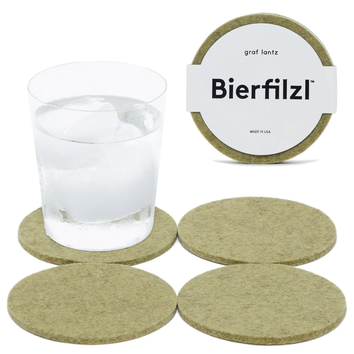 Graf Lantz - Bierfilzl Merino Wool Round Coasters Set of 4 - Heather White (4" Circles) - Absorbs 30% of Weight, German Wool - Heat Resistant, Sustainable, & Reusable - Home Decor & Coffee Table Decor