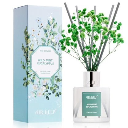 Airkeep Reed Diffuser Set,3.38 fl oz (100 ml) - Clean Linen Oil Diffusers with 8 Reed Sticks,Home Fragrance Reed Diffuser for Bathroom Shelf Decor