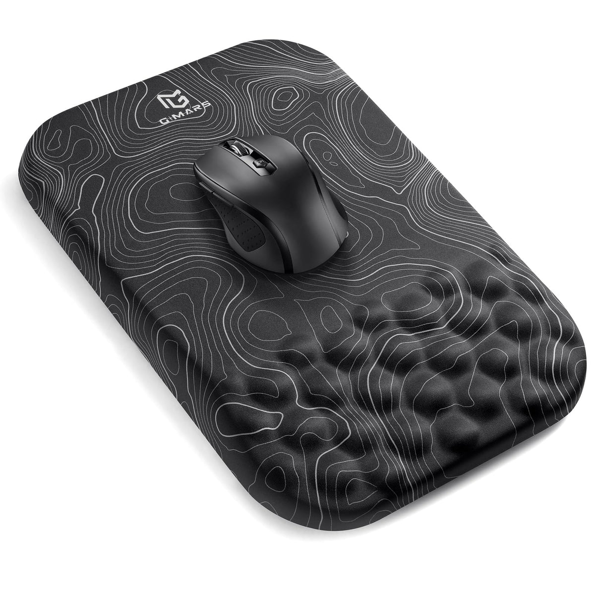 Gimars Large Smooth Superfine Fibre Memory Foam Ergonomic Mouse Pad Wrist Rest Support Mousepad with Nonslip Base for Laptop, Computer, Gaming & Office,Free Coaster Include-Topographic Map