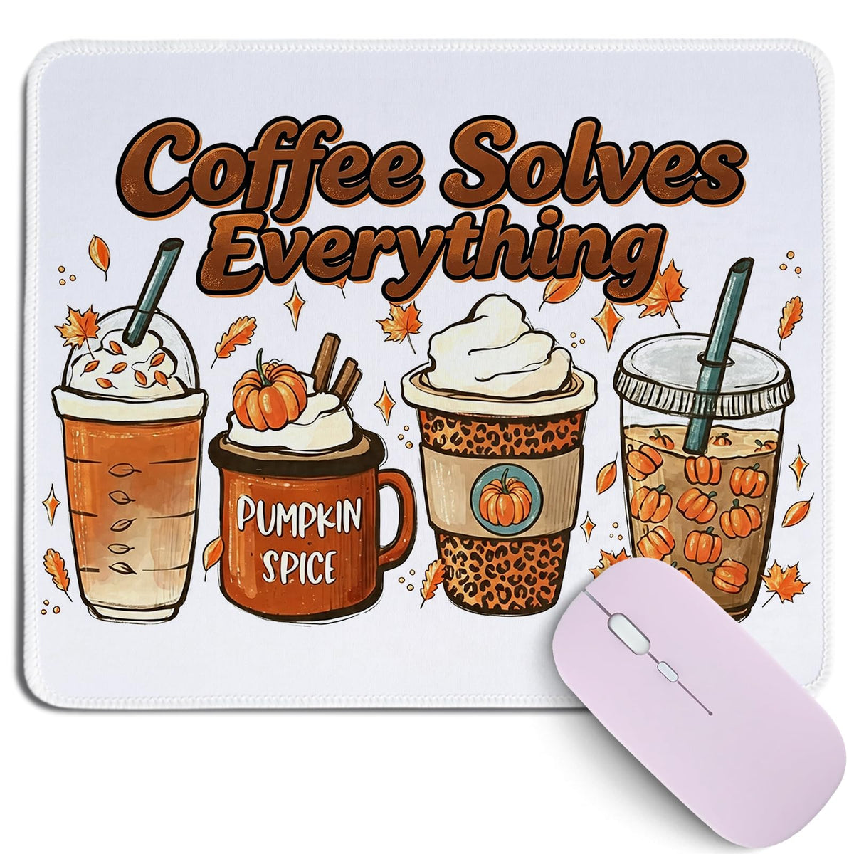 Cztulip Fall Vibe Mouse Pad,Rustic Retro Maple Leaf Pumpkin Acorn Mouse Mat