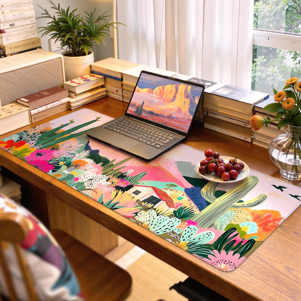 iCasso Desk Mat, Large Desk Mouse Pad for Desk,Home Office - Green Weeds