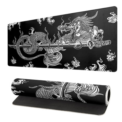 Black and White Japanese Cherry Blossom Gaming Mouse Pad Sakura Death Life Flower Mat 31.5x11.8 Inch Texture Non-Slip Rubber Base Mousepad Stitched Edges Keyboard Desk Pad for Office Home Game