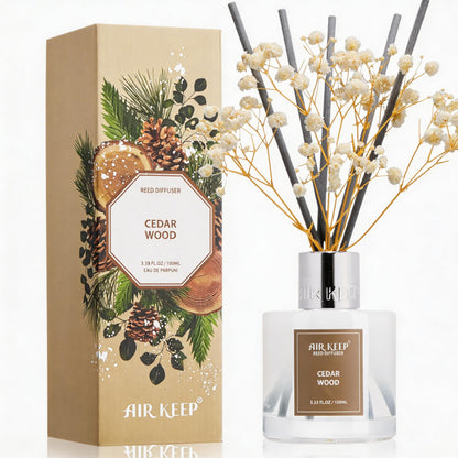 Airkeep Reed Diffuser Set,3.38 fl oz (100 ml) - Clean Linen Oil Diffusers with 8 Reed Sticks,Home Fragrance Reed Diffuser for Bathroom Shelf Decor