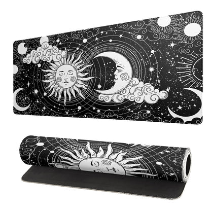 Black and White Japanese Cherry Blossom Gaming Mouse Pad Sakura Death Life Flower Mat 31.5x11.8 Inch Texture Non-Slip Rubber Base Mousepad Stitched Edges Keyboard Desk Pad for Office Home Game