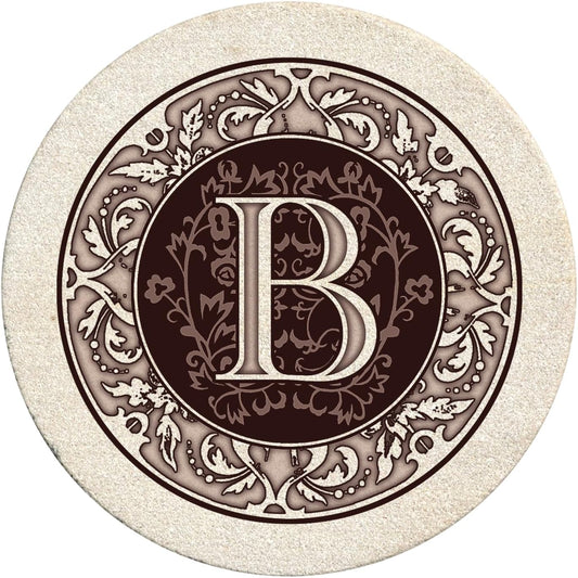 Thirstystone Monogram Round Natural Sandstone Coaster 4 Pack (Letter B)