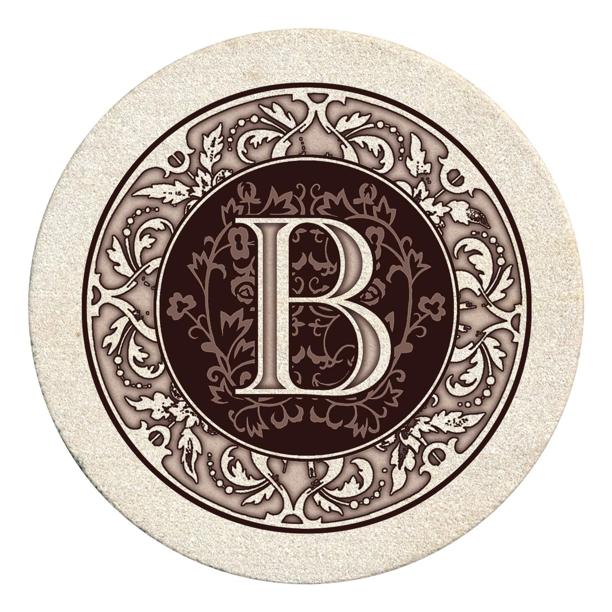 Thirstystone Monogram Round Natural Sandstone Coaster 4 Pack (Letter B)