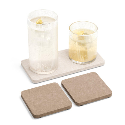 Fluxynara Felt Coasters with Holder, Set of 8 for Drinks, Sage