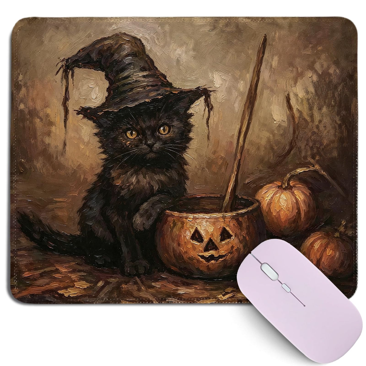 Cztulip Fall Vibe Mouse Pad,Rustic Retro Maple Leaf Pumpkin Acorn Mouse Mat