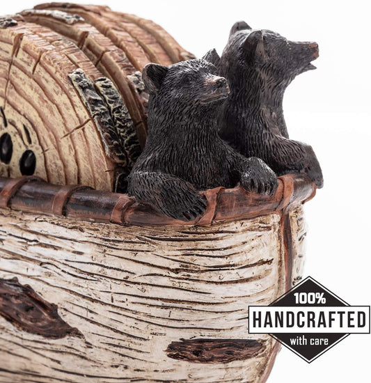 Bear Coasters Set of 6 - Handcrafted Black Bear Decor & Cabin Decor Gifts