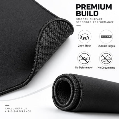 12 PCS Black Mouse pad Bulk with Stitched Edge,10.2x8.3inches 3mm Thickness Premium Textured Non-Slip Rubber Base Washable for Office and Home Use