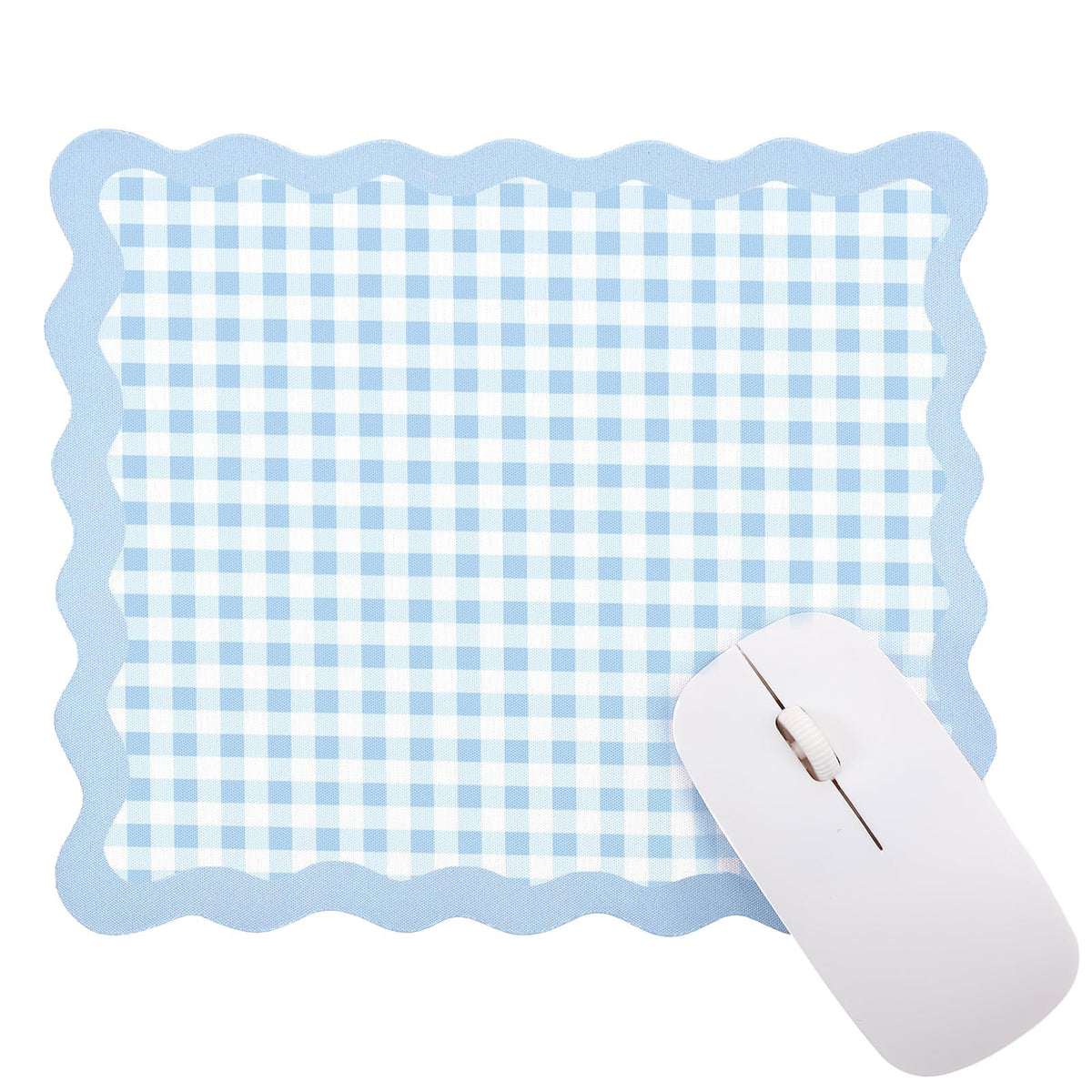 Sabary Brown Scalloped Gingham Mouse Pad 9x7.9 Inch