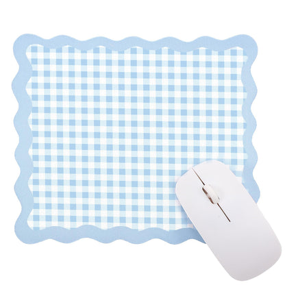 Sabary Brown Scalloped Gingham Mouse Pad 9x7.9 Inch