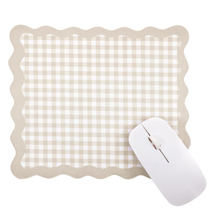 Sabary Brown Scalloped Gingham Mouse Pad 9x7.9 Inch