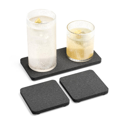 Fluxynara Felt Coasters with Holder, Set of 8 for Drinks, Sage
