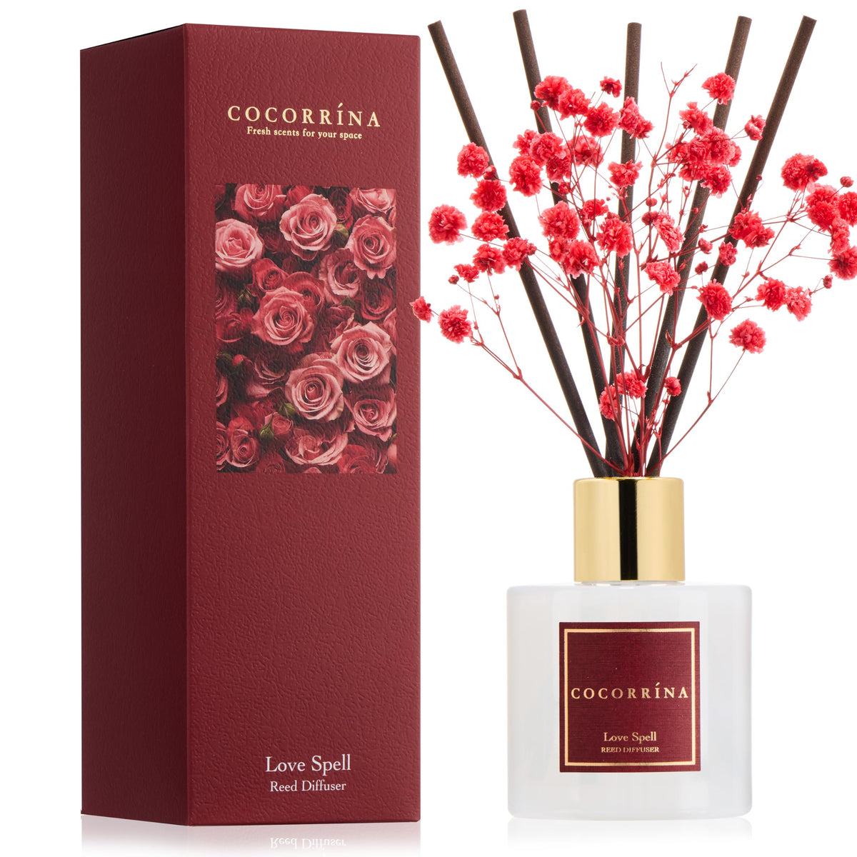 Cocorrína Reed Diffuser Set, Clean Linen 6.7 fl oz Scented Diffuser with Sticks Home Fragrance Reed Diffuser for Bathroom Shelf Décor