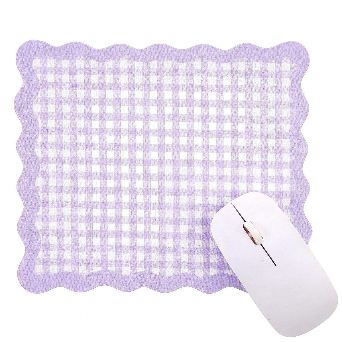 Sabary Brown Scalloped Gingham Mouse Pad 9x7.9 Inch