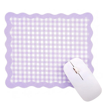 Sabary Brown Scalloped Gingham Mouse Pad 9x7.9 Inch