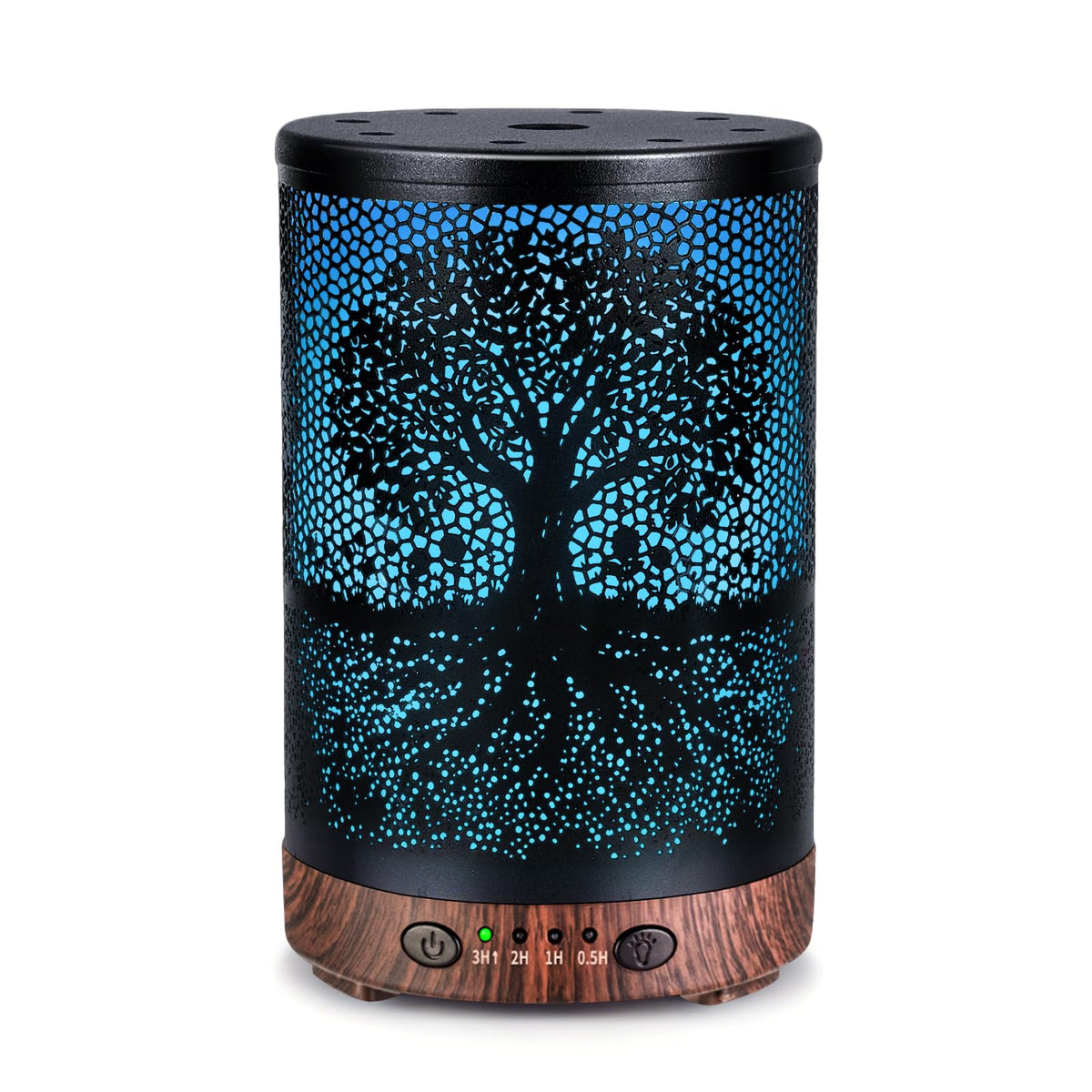Essential Oil Diffuser 120ML Metal Aromatherapy Diffuser with Timer, Cool Mist Humidifier with Auto Shut-Off & 7 Color Lights for Home Office Spa (Tree)