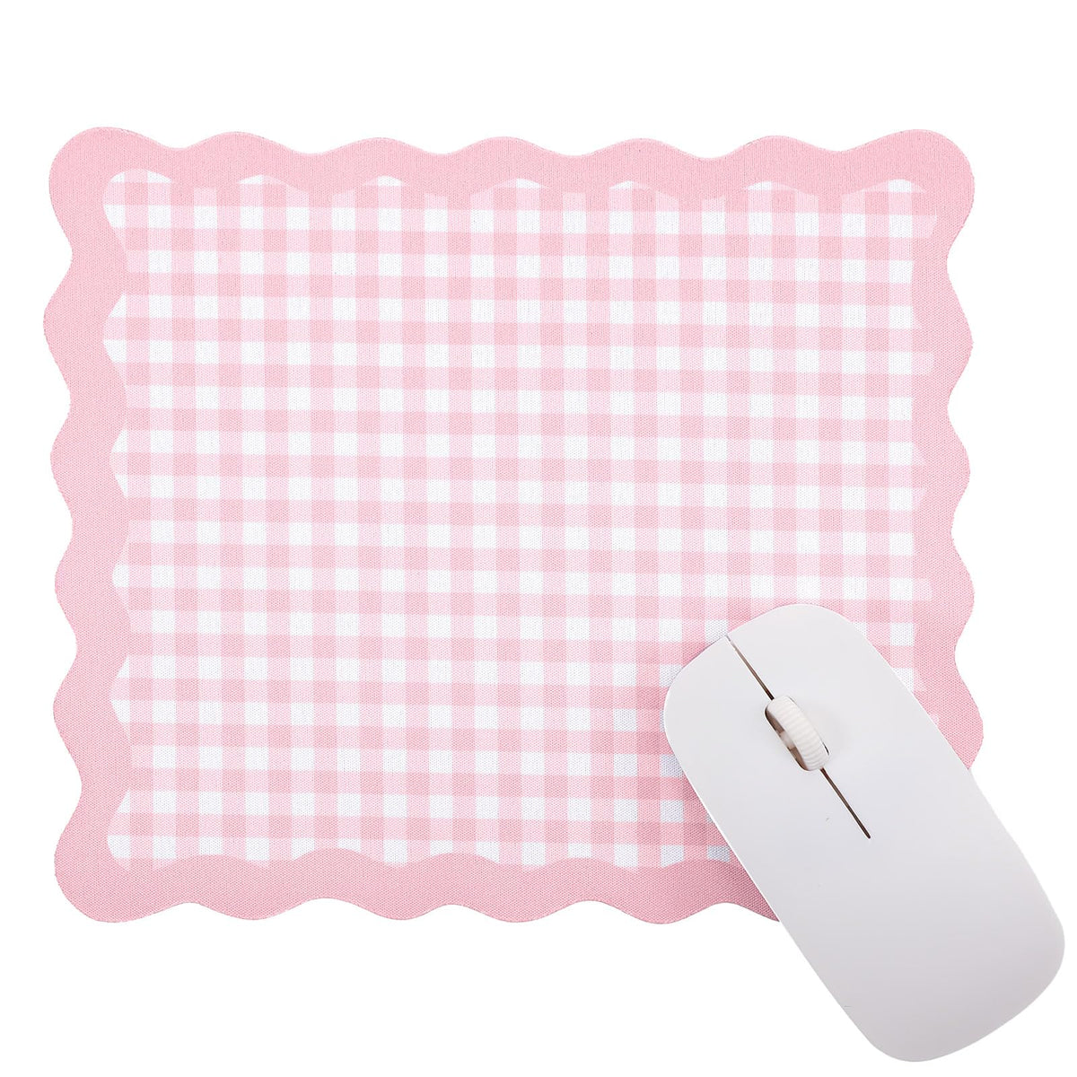 Sabary Brown Scalloped Gingham Mouse Pad 9x7.9 Inch