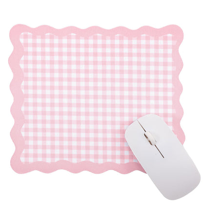 Sabary Brown Scalloped Gingham Mouse Pad 9x7.9 Inch