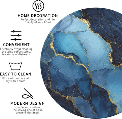 Marble Coasters Leather Round Drink Coasters 6 Pcs Set with Holderor for Cup Drink Coffee Table Bar Home Decor