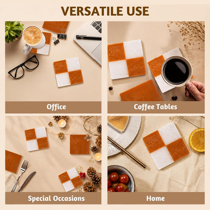 Folkulture Cute Fall Coasters, Set of 4, Non Slip, Easy to Clean - 4 Inch