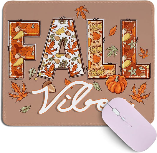 Cztulip Fall Vibe Mouse Pad,Rustic Retro Maple Leaf Pumpkin Acorn Mouse Mat