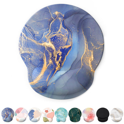 eulps Mouse Pad with Wrist Rest, Comfortable Computer Mousepad with Gel Wrist Support Smooth Surface and Non-Slip PU Base for Pain Relief, Laptop, Office & Home (Cyan Pink Marble)
