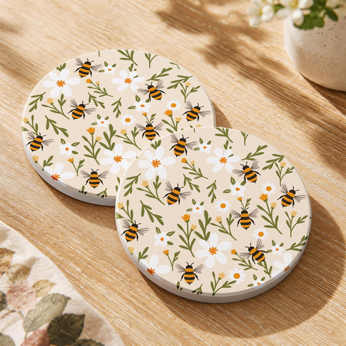 Oqplog 2 Pack Ceramic Absorbent Drink Coasters for Women