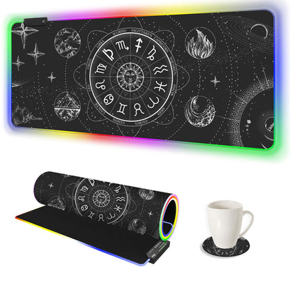 AIMSA RGB Gaming Mouse Pad Extended, Large Led Mousepads Non-Slip Rubber Base with 14 Lighting Modes, Computer Keyboard Mat Soft Desk pad Waterproof 35.4 x 15.8 inches, Galaxy Nebula Universe