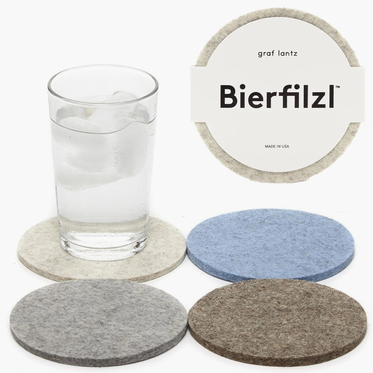 Graf Lantz - Bierfilzl Merino Wool Round Coasters Set of 4 - Heather White (4" Circles) - Absorbs 30% of Weight, German Wool - Heat Resistant, Sustainable, & Reusable - Home Decor & Coffee Table Decor