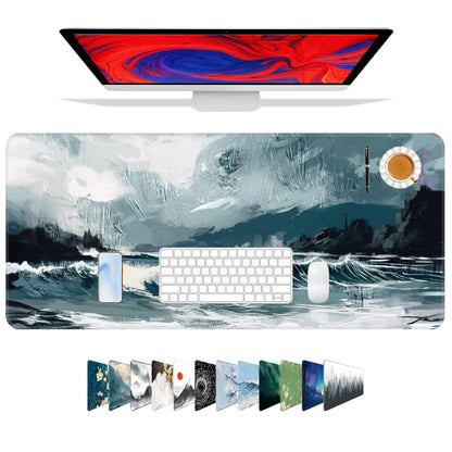 Galdas Mouse Pad,Office Desk Mat Large Gaming Keyboard Pad Durable Stitched Edges Washable Smooth Surface Control & Accuracy Extended Computer Mouse Mat (31.5X11.8In)-Green Forest…